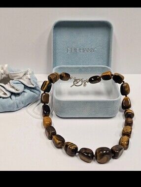Piphany Tiger's Eye Beaded Necklace - Brown & Gold Tones